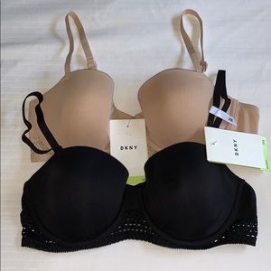 2 DKNY cotton balconette bras black/beige